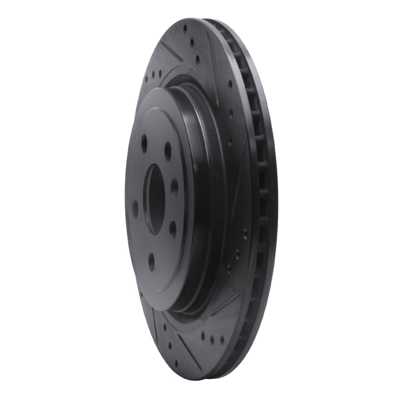 Cadillac CTS Brake Rotor (1) - Rear Right - R1 Concepts - Drilled & Slotted - Black - `08-`14